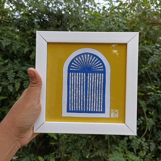 Windows of Goa (Yellow) Artwork, Framed